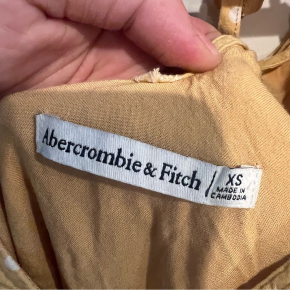 Abercrombie & Fitch Yellow Polka Dot Dress Ruffle Sleeve Mini Tiered Skirt - Picture 4 of 6